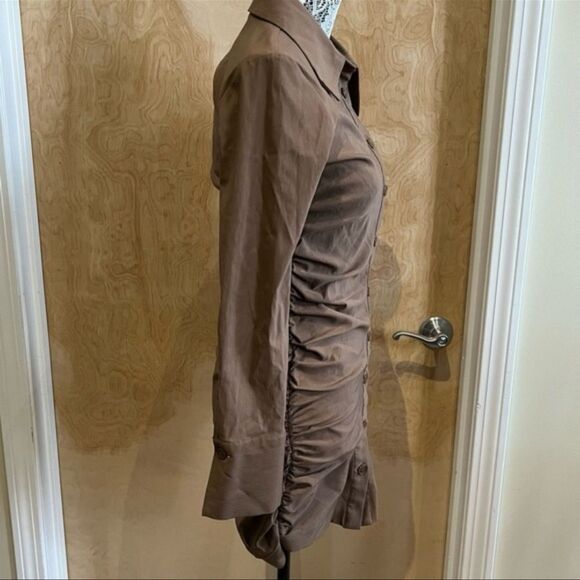 Zara Brown Button-Down Shirt Dress - Size M - Picture 5 of 6